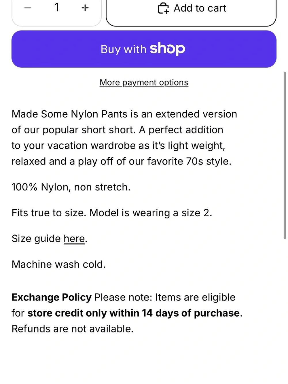 Made Some Sportswear Nylon Surf Pant Khaki Size 4